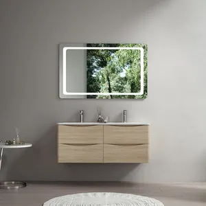 47-дюймовые настенные повесить умывальник на дуб 900 мм/1200 мм ванная комната Vanity счетчика с тазом блок СИД зеркало комбо для Туалетная комната Канада