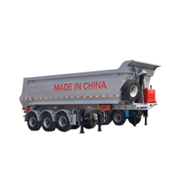 Semi-remorque benne arrière en acier à 3 essieux et 60 tonnes avec vérin hydraulique et suspension pneumatique pour le transport de minerai