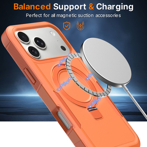 Elegante Funda Protectora Naranja para Teléfono, Resistente a Impactos, Antideslizante, Magnética, con Soporte Ajustable para iPhone 17 18 Pro Max - Product Image 3
