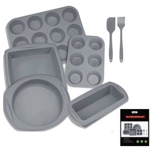 Moule à gâteau rond/carré sans BPA, moule à pain, moule à muffins pour pain, pizza, cheesecake, cupcakes, tartes, desserts, ensemble de pâtisserie 7 en 1 avec boîte - Product Image 1