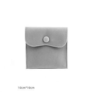 Pochette d'emballage pour bijoux en toile rose unique anti-ternissement, avec logo personnalisé imprimé, rabat en tissu boutonné, en lin et velours - Product Image 6