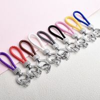 Nouveau porte-clés de voiture de luxe en corde tressée entièrement sertie de diamants, pendentif de sac à la mode, vente en gros