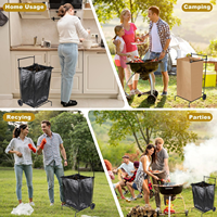 Support de sac poubelle portable avec roues, support réglable pour sacs à feuilles d'extérieur, support de sac poubelle durable, pour jardin, jardinage