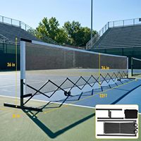 Filet de pickleball portable rétractable avec roues, 22 pieds, système de filet robuste avec cadre métallique pour jardin, garage et entraînement