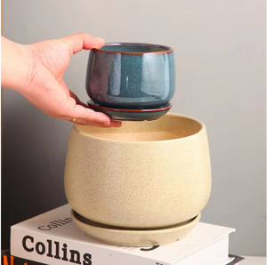 Vente en gros de pots de fleurs en céramique 3 pièces à prix avantageux Décoration de bureau - Product Image 5