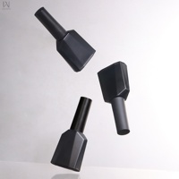 Nouveaux flacons en verre pour vernis à ongles en gel, noirs mats, irréguliers, 10 ml, avec logo personnalisé OEM, contenants vides pour nail art avec bouchons à pinceau