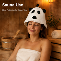 Gorro de Sauna de Fieltro con Diseño de Panda, Protección Contra el Calor, Transpirable, para Spa y Baño de Vapor, OEM, ODM, Venta al Por Mayor
