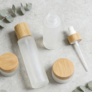 Botella de Vidrio Esmerilado con Doble Tapa y Cubierta Protectora de Bambú, Envase de Viaje para Cuidado de la Piel, Ideal para Humectantes - Product Image 4
