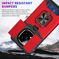 Étui de téléphone magnétique avec support pour Redmi 15C 15 Note 15 Pro Plus Poco X7, en TPU+PC, avec fente coulissante pour carte et protection anti-chute