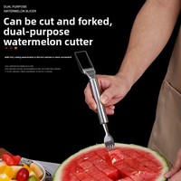 Cuillère à pastèque double usage créative manuelle pour la maison, gadget de cuisine en acier inoxydable pour couper les fruits en tranches