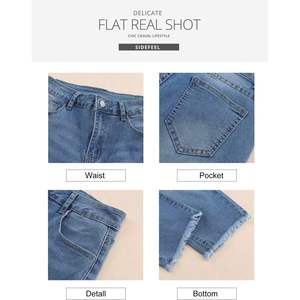 2025 2025 Women's Trendy <b>Capri</b> <b>Jeans</b> High Waisted Straight Leg with for Raw Hem Sky Blue Size 12 - Product Image 5