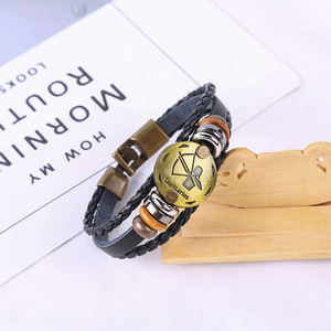 Bracelet en gros avec les 12 signes du zodiaque pour hommes, style vintage japonais, astrologie en plein air, bracelet tissé à la main - Product Image 2