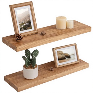 Rustic <strong>Heavy</strong> <strong>Duty</strong> Wooden Floating <strong>Shelves</strong> Wall Mounted Invisible Bracket 8' Deep 24" Wide 2-Tier Set Living Bathroom Bedroom - Product Image 2