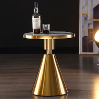 Table basse ronde simple moderne de luxe avec dessus en marbre Table d'appoint en acier de haute qualité pour meubles de salon à manger