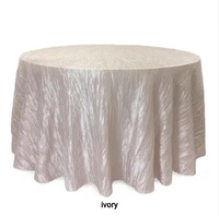 Couvertures de table 120 pouces nappe ronde en taffetas froissé ivoire nappe de table à manger pour la fête de mariage anniversaire bébé douche nuptiale