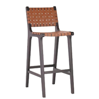 Tabouret de bar moderne nordique avec pieds en bois massif, chaise de comptoir avec dossier, chaises de salle à manger pour îlot de cuisine