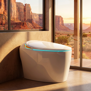 WC intelligent monobloc moderne avec bidet intégré, chasse d'eau automatique par capteur, cuvette chauffante et commande à distance - Product Image 1