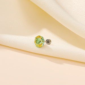 ต่างหูคริสตัลทรงแปดเหลี่ยมสีชมพูเงางามพิเศษ เกรด 5A+ ด้านหลังแบบแบน ไม่ก่อให้เกิดอาการแพ้ ทำจากไทเทเนียมทางการแพทย์ - Product Image 4