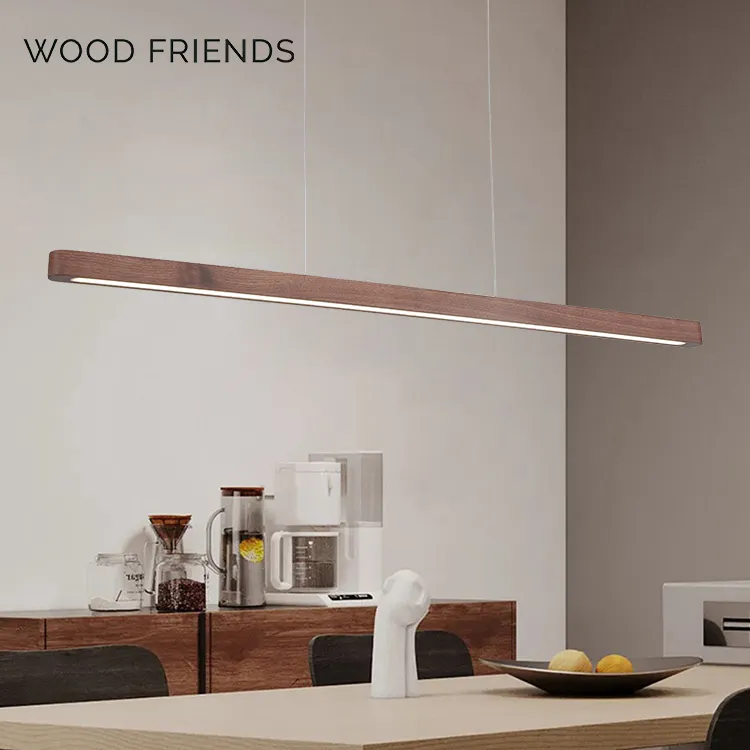 Classic Wooden Led Suspended Lamp Decorative Living Room Kitchen Island Led Pendant Light