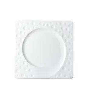 Оптовая продажа, поставщик керамической посуды, белые фарфоровые квадратные тарелки, плоские квадратные тарелки для отеля