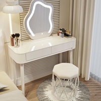 Table de toilette style crème, table de maquillage minimaliste pour chambre à coucher, coiffeuse moderne de luxe léger, table de maquillage inspirée des nuages