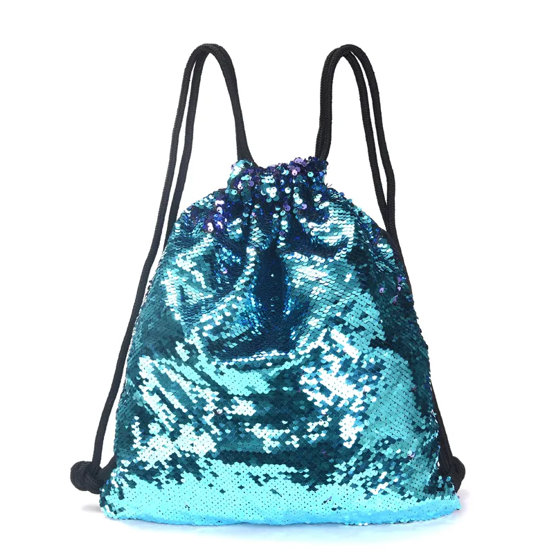 Borse con coulisse con paillettes scintillanti zaino a sirena reversibile borsa da ballo sportiva glitterata zaino da viaggio lucido per ragazze bambini