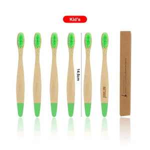 Escova de dentes de bambu para crianças, melhor vendedor, biodegradável, material cru, tendências infantil 2021, 4 pacotes, escova de dentes de bambu com logotipo