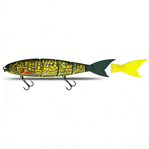 Leurre souple multi-sections imprimé de 15 cm, coulant 28g, flottant 25g, avec queue en silicone et hameçons pour la pêche <span class=keywords><strong>au</strong></span> <span class=keywords><strong>brochet</strong></span> en eau douce - Product Image 4