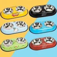 Bol pour animaux de compagnie mangeoire à eau en acier inoxydable Double couche facile à nettoyer manger plat à boire antidérapant accessoires d'alimentation pour chiens