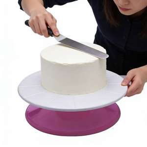منصة دوارة للكيك قابلة للإزالة، حامل كيك دائري من البلاستيك، منصة دوارة لتزيين الكيك يدويًا، سهلة التفكيك والتخزين، أدوات الخبز - Product Image 2