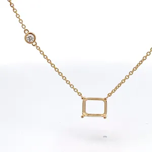 FirstMadam Custom 18K Gold Simple Design Necklace Mount for Women Men