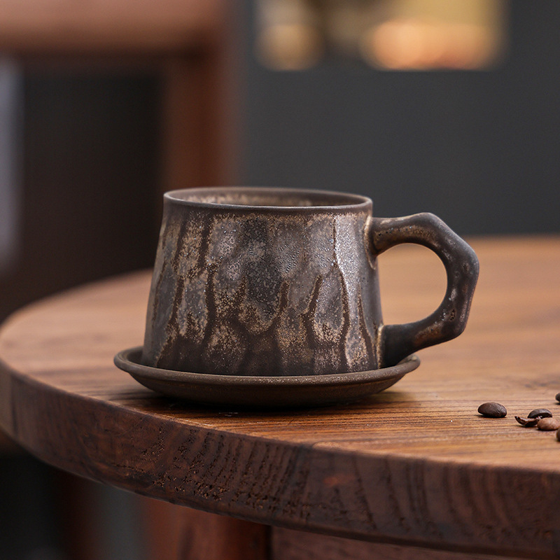 Ensemble tasse à café et soucoupe Cutter Grain - Plaqué Or