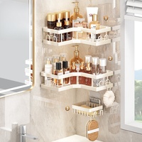 Étagère d'angle murale 5 pièces pour salle de bain, en acier au carbone, finition peinte anti-rouille, réglable, pour hôtel