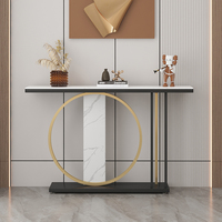 Table de console murale de luxe léger pour hall d'entrée, style italien, avec armoire en marbre