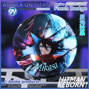 เข็มกลัดหมุดสะท้อนแสงคู่สะท้อนแสงลายโจมตีบนไททัน <span class=keywords><strong>Mikasa</strong></span> <span class=keywords><strong>Eren</strong></span> Levi ของขวัญสำหรับอนิเมะการกระทำ - Product Image 5