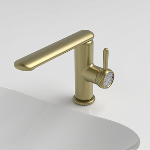 Lavabo mural moderne à trou unique en laiton brossé or-blanc avec noyau en céramique HI5023-1 HI5023-1 - Product Image 1