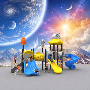Équipement de terrain de jeux extérieur pour enfants sur le thème des OVNIs, avec toboggan et balançoire, pour écoles et parcs - Product Image 1