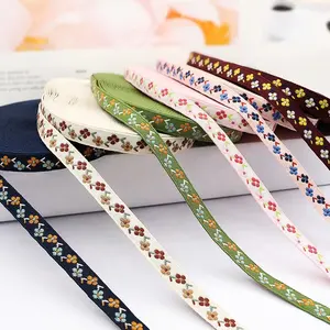 Cắt Polyester Kích Thước Jacquard Hoa Ribbon Dân tộc Trim Cho Trang Trí Thủ Công Mỹ Nghệ Tùy Chỉnh Bộ Lạc Hẹp Dệt Jacquard Băng 1000 Sân