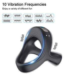 Vente flash - <span class=keywords><strong>Anneau</strong></span> de retardateur en silicone rechargeable par USB pour homme, triple verrouillage croisé, <span class=keywords><strong>anneau</strong></span> de sperme avec fonction douce, nouveau design - Product Image 2
