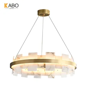 Lampadario nordico naturale in alabastro di lusso da soggiorno moderno semplice da pranzo Villa lampadario rettangolare a Led