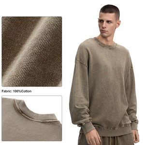 Sweat-shirt à col rond surdimensionné personnalisé 100% coton sweat-shirt à épaules tombantes pour hommes de luxe - Product Image 3