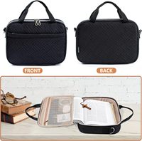 Funda Grande para Biblia con Correa para el Hombro, Bolsa de Transporte para Libros, Bolsa de Iglesia, Protectora para Biblia, con Ranuras para Bolígrafos y Bolsillo con Cremallera, Regalo para Mujeres