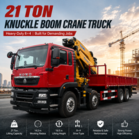 Truk Derek Knuckle Boom HOWO 8x4 21 Ton, Derek Terpasang di Truk Tugas Berat dengan Radius Kerja 14,5m untuk Pekerjaan Konstruksi