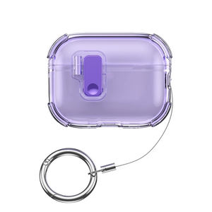 Housse de sécurité pour écouteurs pour Airpod <span class=keywords><strong>Pro</strong></span> 3 étui couleur <span class=keywords><strong>Orange</strong></span> Transparent avec sangle crochet étui de protection pour <span class=keywords><strong>AirPods</strong></span> 4 3 2 - Product Image 2