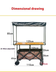 Carrito Plegable Ajustable para Snacks, Carrito <span class=keywords><strong>de</strong></span> Picnic y <span class=keywords><strong>Camping</strong></span> con Mesa <span class=keywords><strong>de</strong></span> 120 cm y Sombrilla para Exteriores, en Oferta - Product Image 2