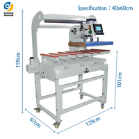 Machine personnalisée de presse à chaud à bandes sans couture de chaussettes de fonte de fer mobile automatique à 8 lits 50*60cm/40*60 pour imprimante d'étiquettes