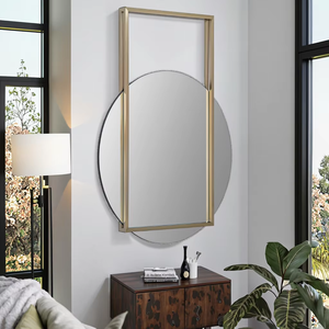 Sang trọng mở khuôn khổ phòng khách Thông tư tường kim loại khung kính gương con lắc vàng thép không gỉ trang trí khung gương - Product Image 1