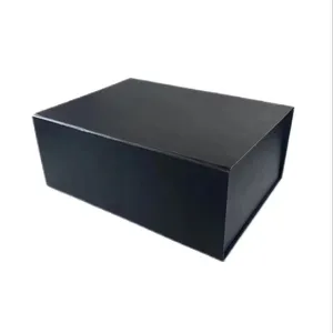 Caja de regalo plegable negra mate de succión magnética con logotipo personalizado