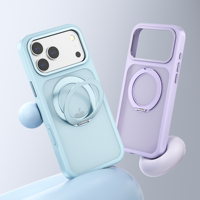 Coque de téléphone antichoc en TPU et PC avec plaque arrière remplaçable pour 17 Pro Max, étui magnétique avec béquille rotative, toucher doux, vente en gros 5