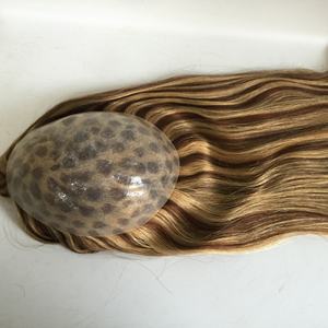 Tupé de <span class=keywords><strong>prótesis</strong></span> de <span class=keywords><strong>mujer</strong></span> de cabello humano <span class=keywords><strong>natural</strong></span> de piel Pu completo con cabello mixto para entrega rápida - Product Image 4